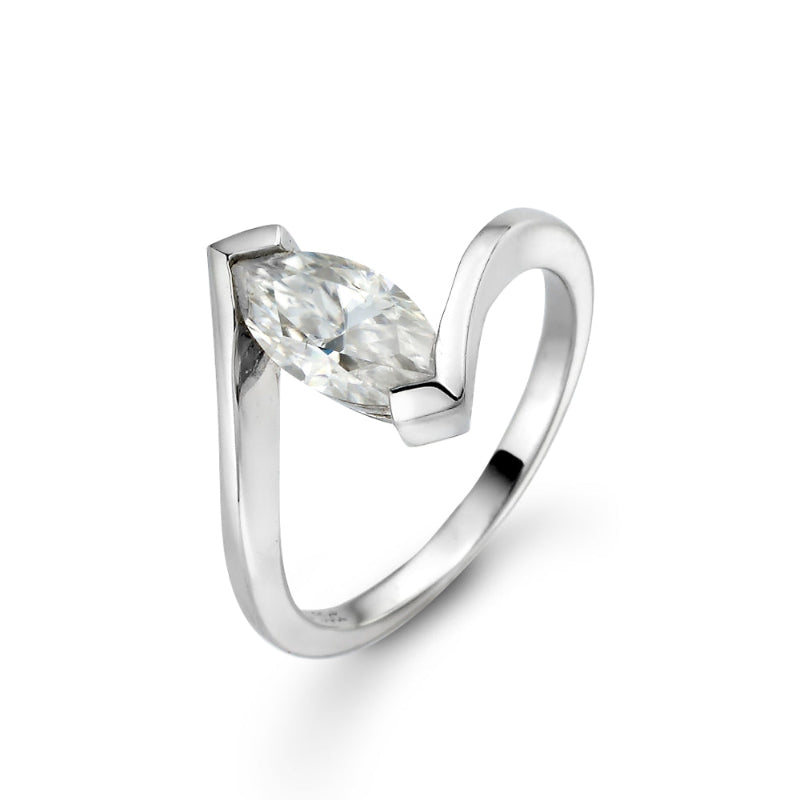 Elysian Arc ring by Glacier & Aurealis with moissanite in silver.