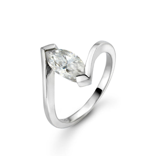 Elysian Arc ring by Glacier & Aurealis with moissanite in silver.