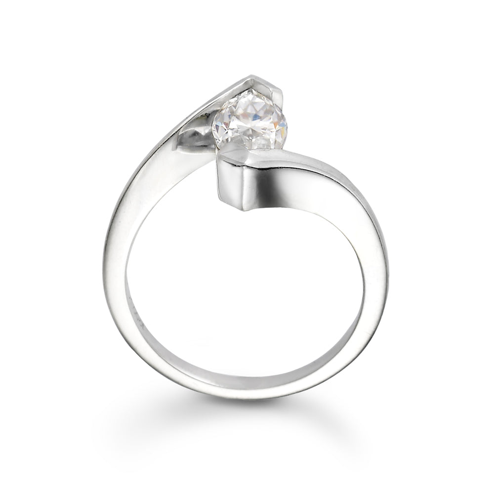 Elysian Arc ring by Glacier & Aurealis with moissanite in silver.
