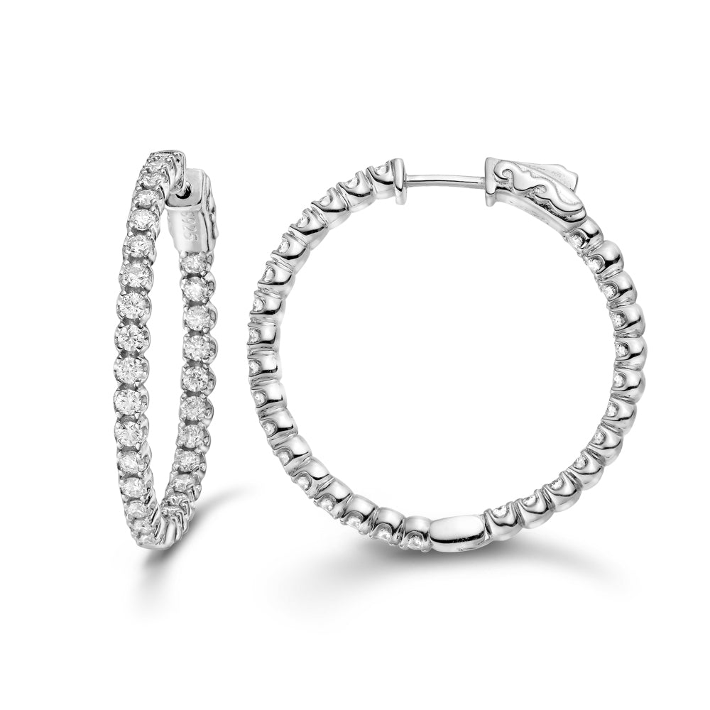 Nova Arc creole earrings by Glacier & Aurealis with moissanite in silver.