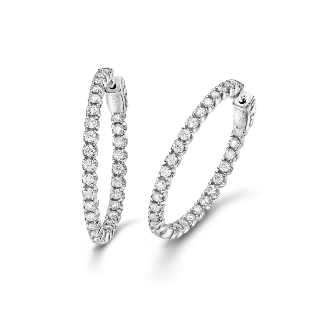 Nova Arc creole earrings by Glacier & Aurealis with moissanite in silver.