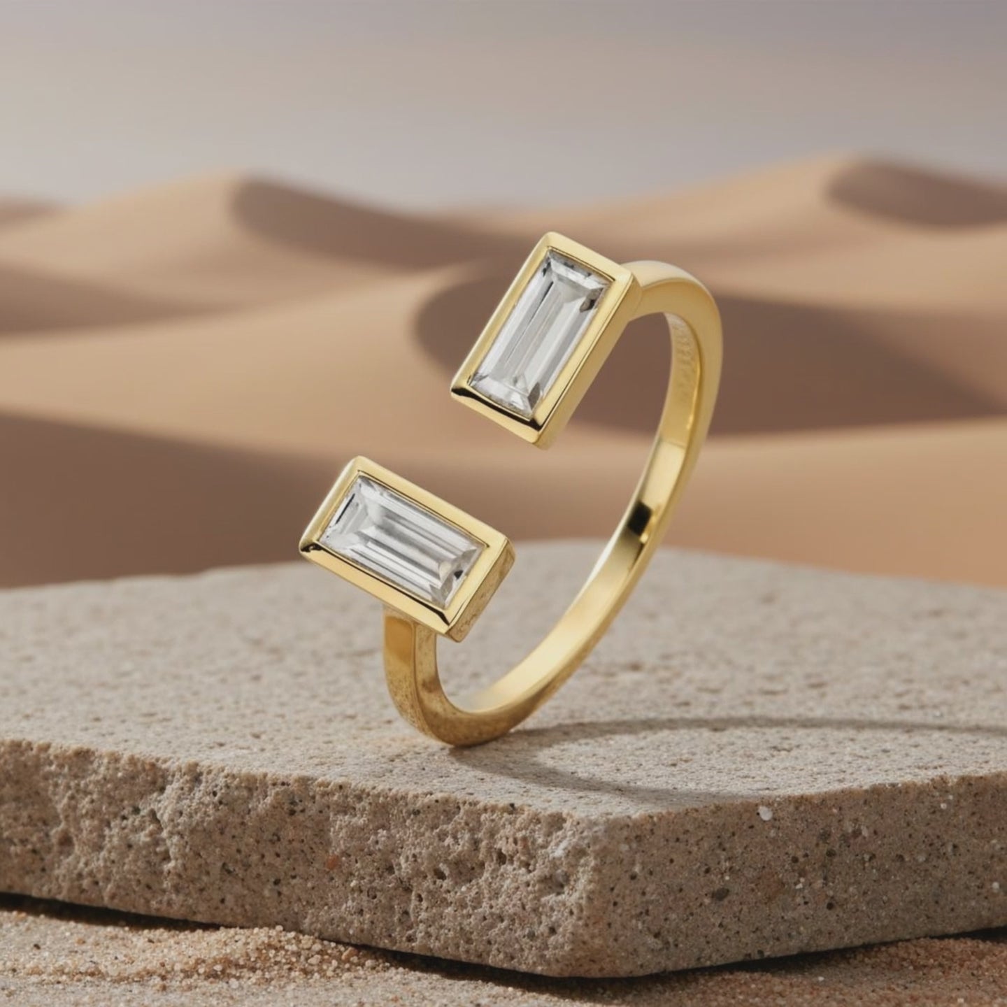 Equinox Ring, 18k Vergoldung, 925er Sterling Silver, Moissanit